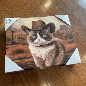 Cowboy Kitty Print On Canvas